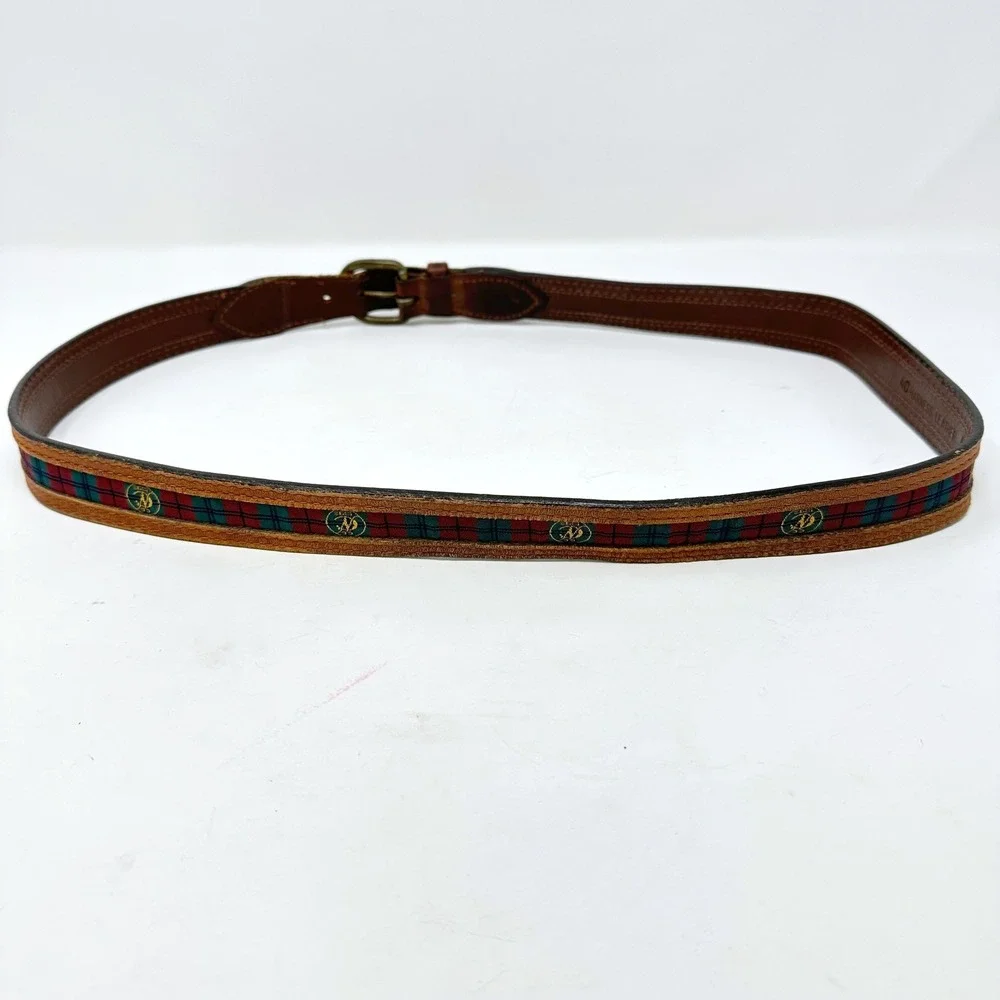 YRI NCC Plaid Ribbon &‎ Leather Belt Size 40